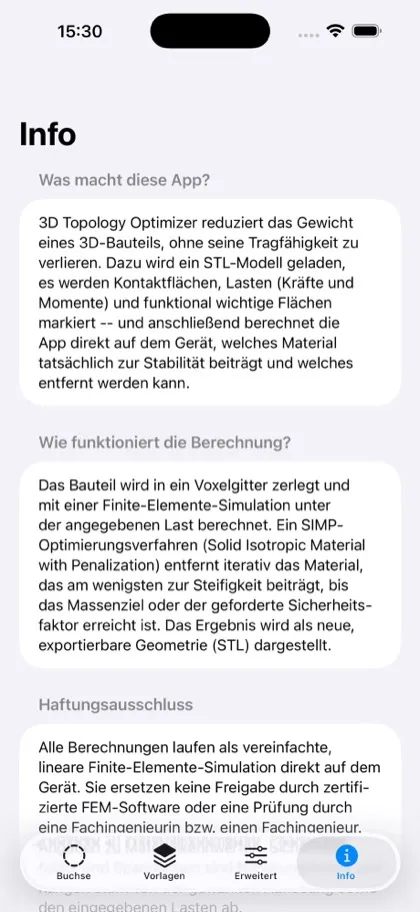 Screenshot 2 der App 3D Topology Optimizer